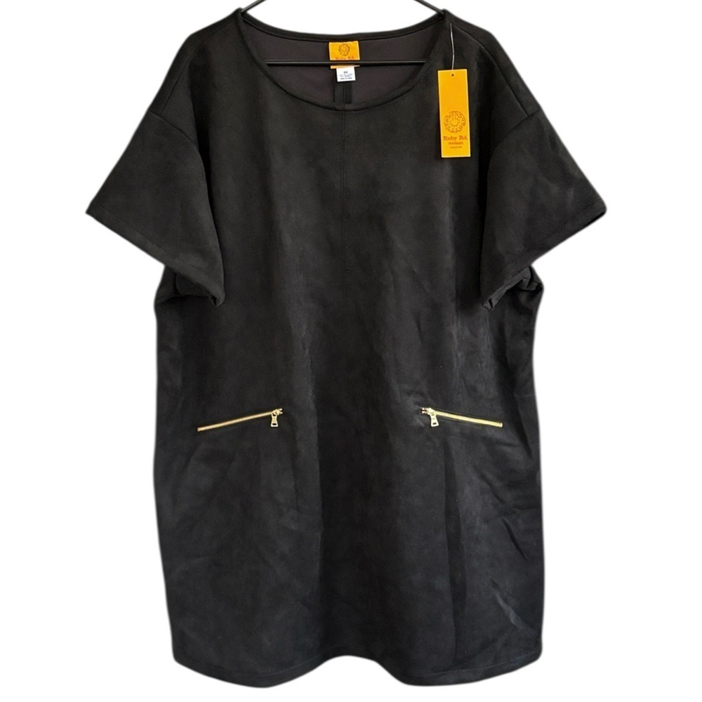 NWT Ruby Rd. Faux Suede Dress Blacl Size 3X